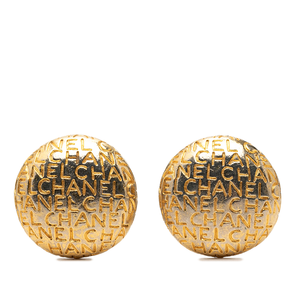 Pre-Loved Chanel Gold Plated Logo Round Clip On Earrings